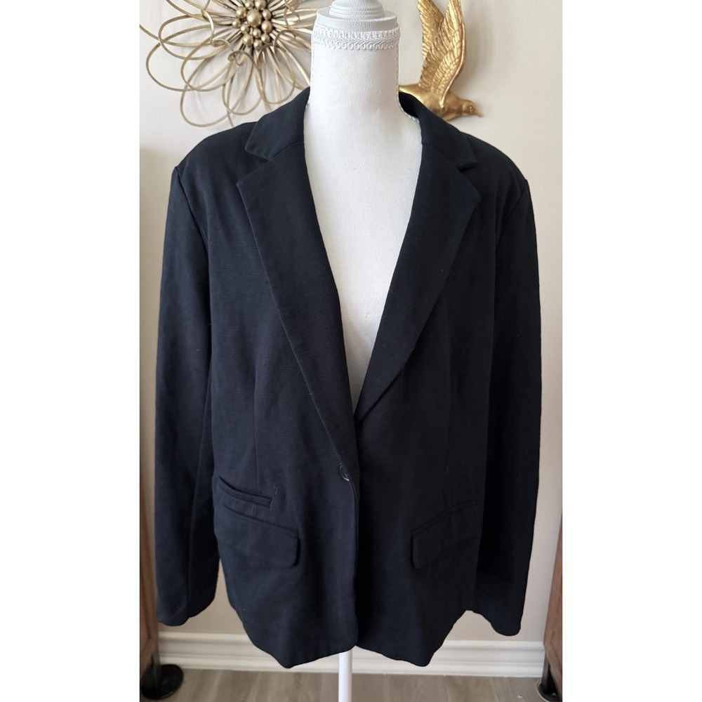 Merona Black Stretch Blazer Jacket Womens XXL Open Front Career NWOT Style